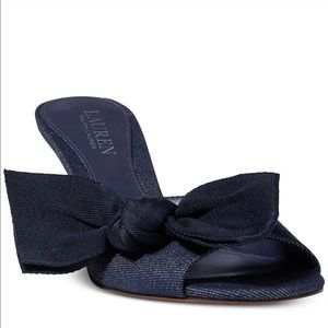 Lauren Ralph Lauren Navy Denim bow Sandal 7.5 womn